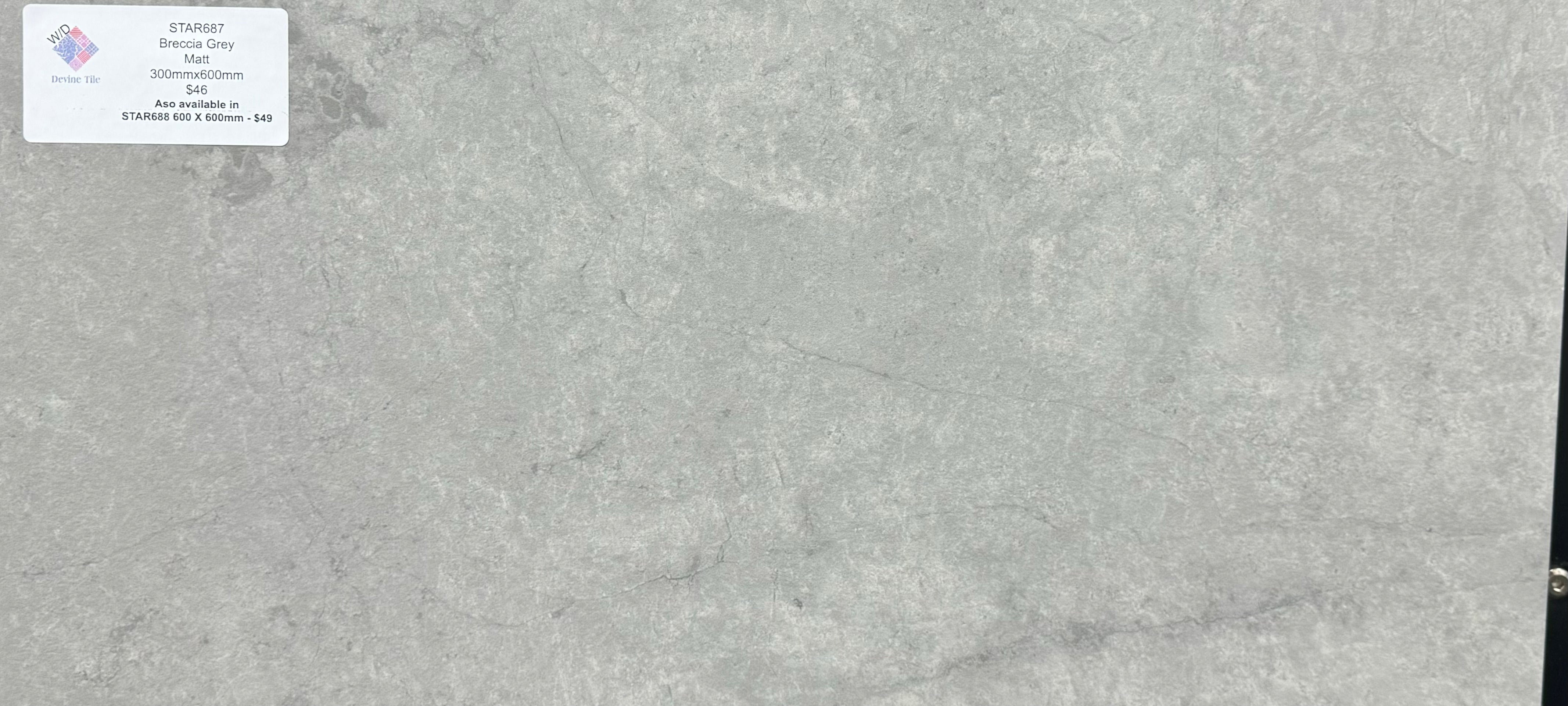 Breccia Grey Matt Tile - STAR687