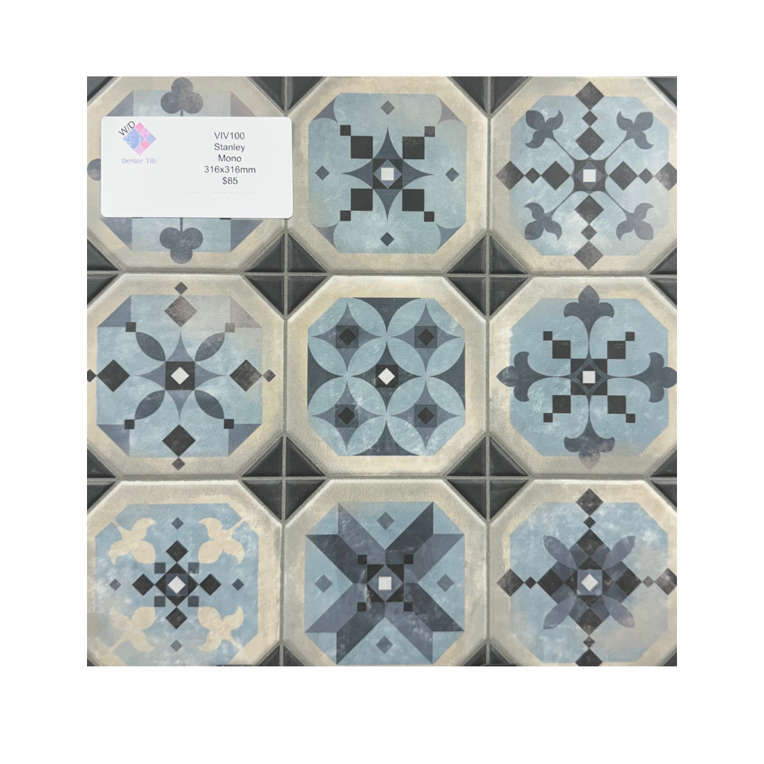 Poppy Black & White Feature tile