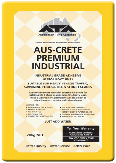 ATA AUS-CRETE PREMIUM INDUSTRIALINDUSTRIAL GRADE ADHESIVE EXTRA HEAVY DUTY WHITE  GREY 20KG