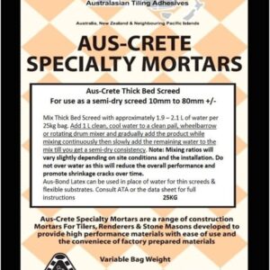AUS-CRETE SPECIALITY MORTARS THICK BED SCREED 25Kg