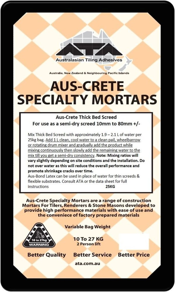 ATA AUS-CRETE SPECIALITY MORTARS THICK BED SCREED