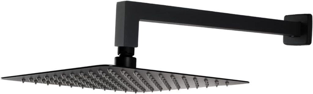 Square Rain Shower Head and Arm Matt Black