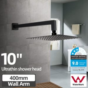 Square Rain Shower Head and Arm Matt Black view 3