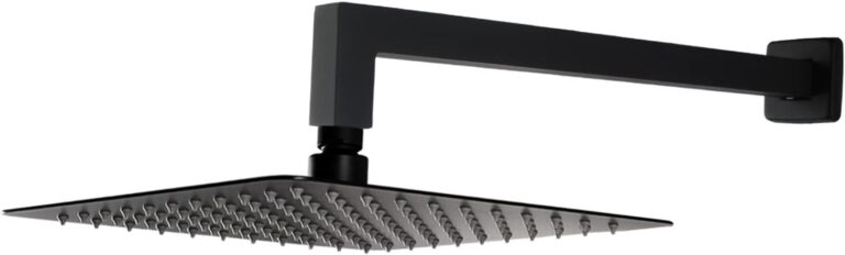 Square Rain Shower Head and Arm Matt Black