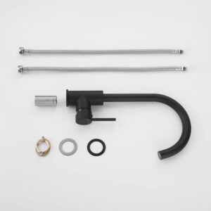 Round Gooseneck Kitchen Mixer Matt Black view 2