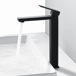 Tall Square Basin Mixer Matt Black view 2