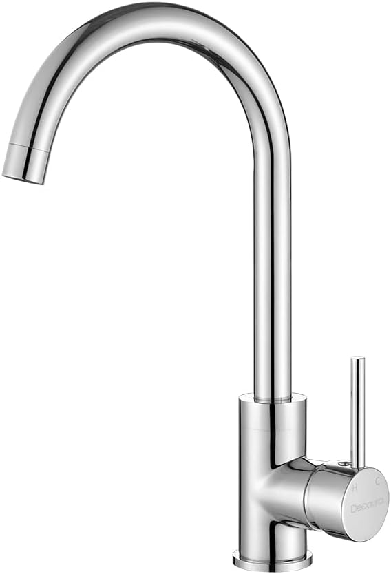 Round Gooseneck Kitchen Mixer Chrome