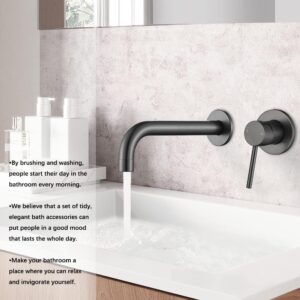Round Wall Basin Set Matt Black view 2
