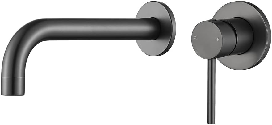 Round Wall Basin Set Matt Black