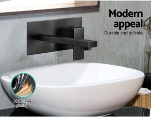 Square Wall Basin Mixer Matt Black view 2