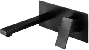 Square Wall Basin Mixer Matt Black view 1